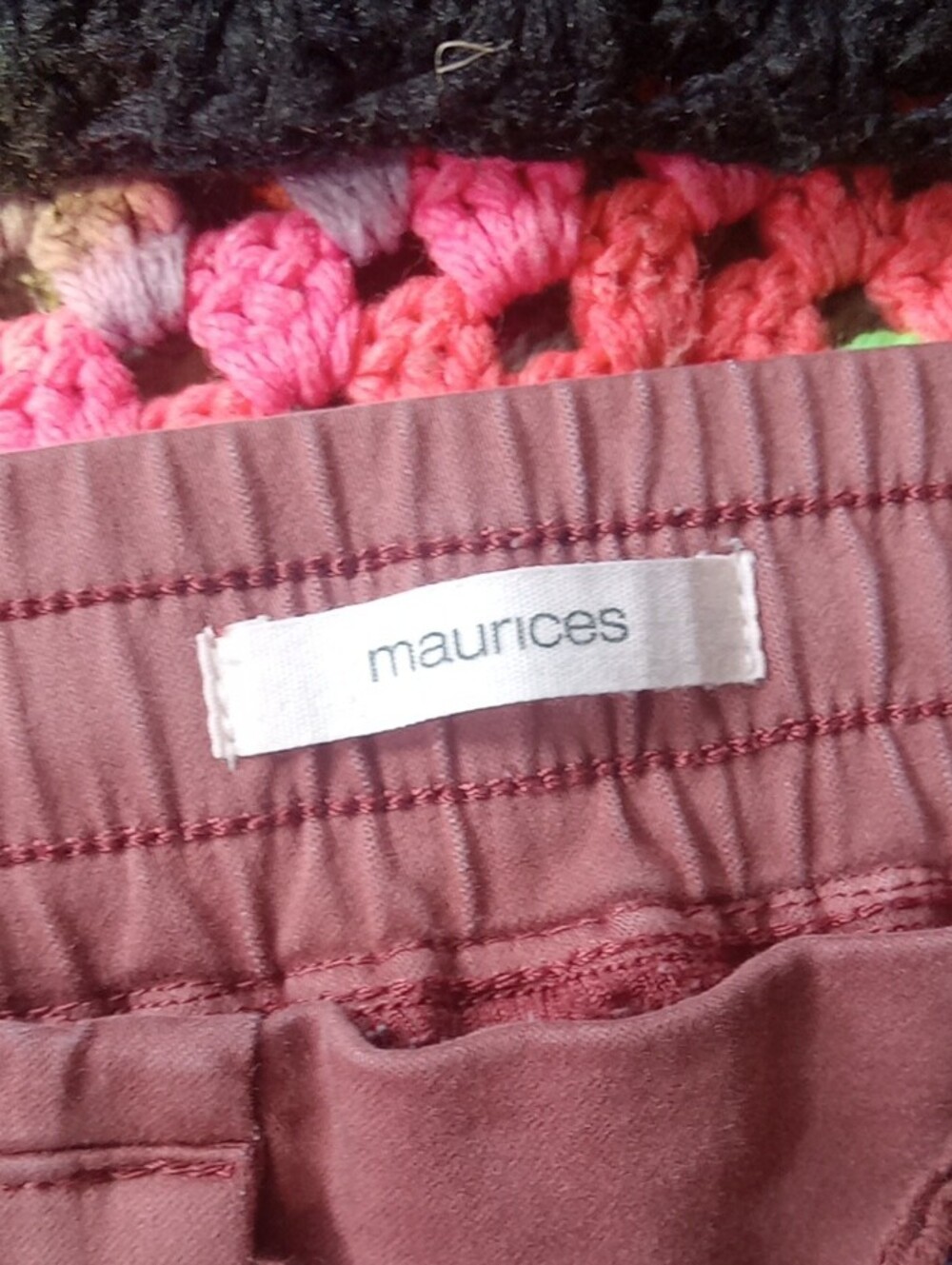 Maurices Women's Maroon Elastic Waist Pants - Picture 3 of 6